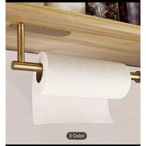 Self Adhesive Paper Towel Holder Under Cabinet Mount Roll Holder Kitchen Gold